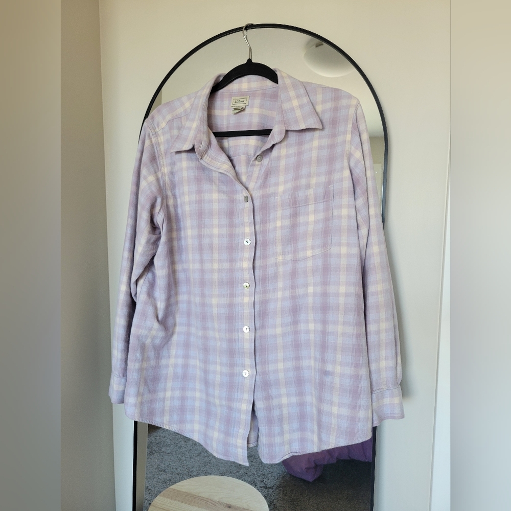 Lilac LL Bean Flannel Button Down Shirt
